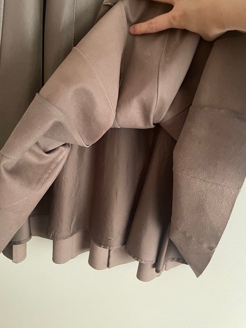 【美品】ebure 本革フレアスカート ベージュ36