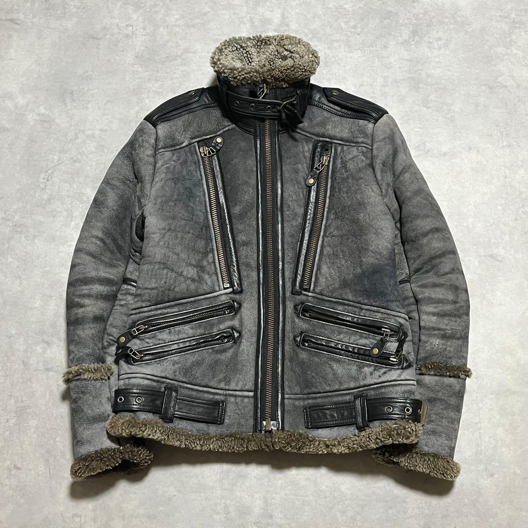 AVIREX アヴィレックス ダメージ加工 ムートンライダースジャケット B-3