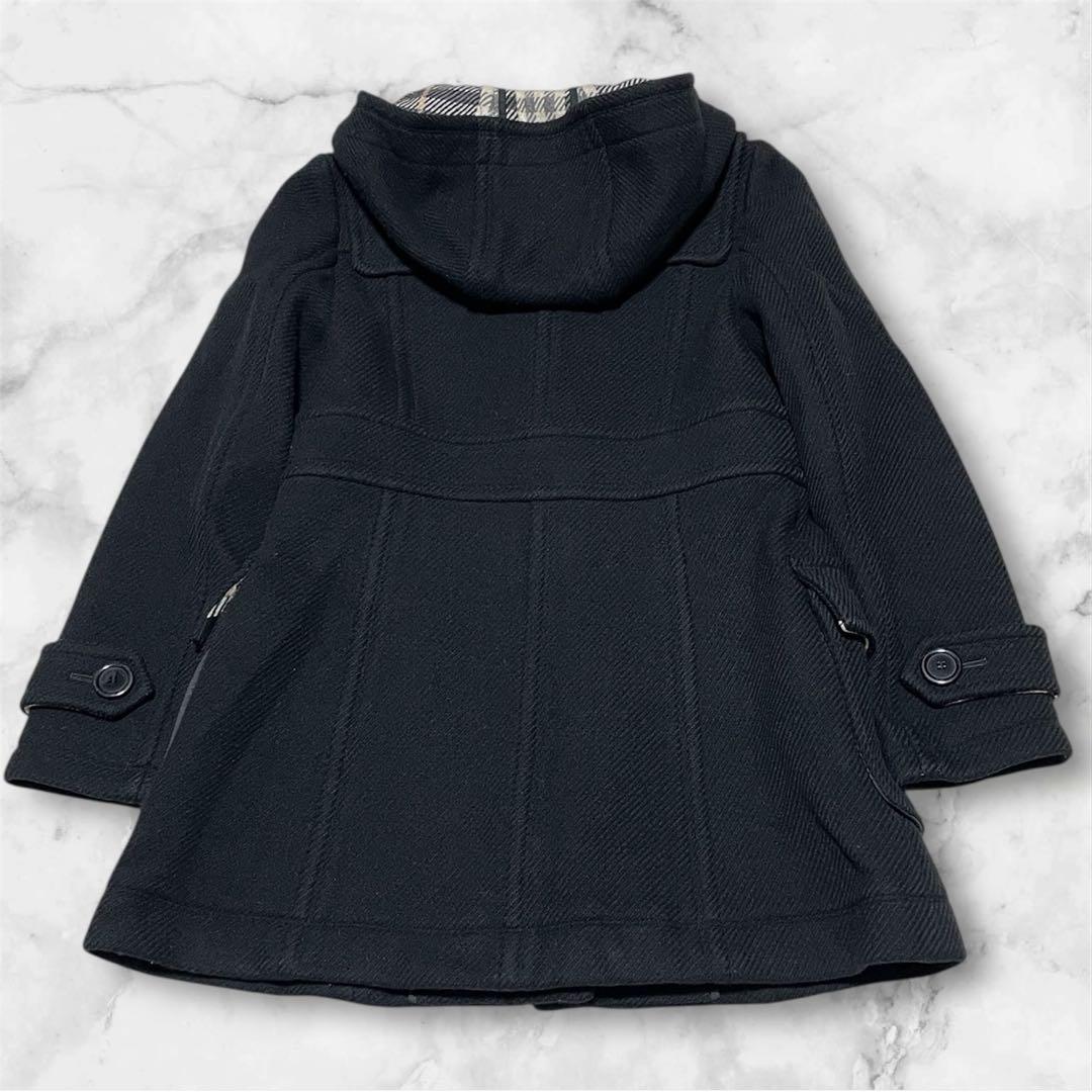 【美品】バーバリー、ダッフルコート、Lサイズ、ノバチェック、シャドーホース、黒