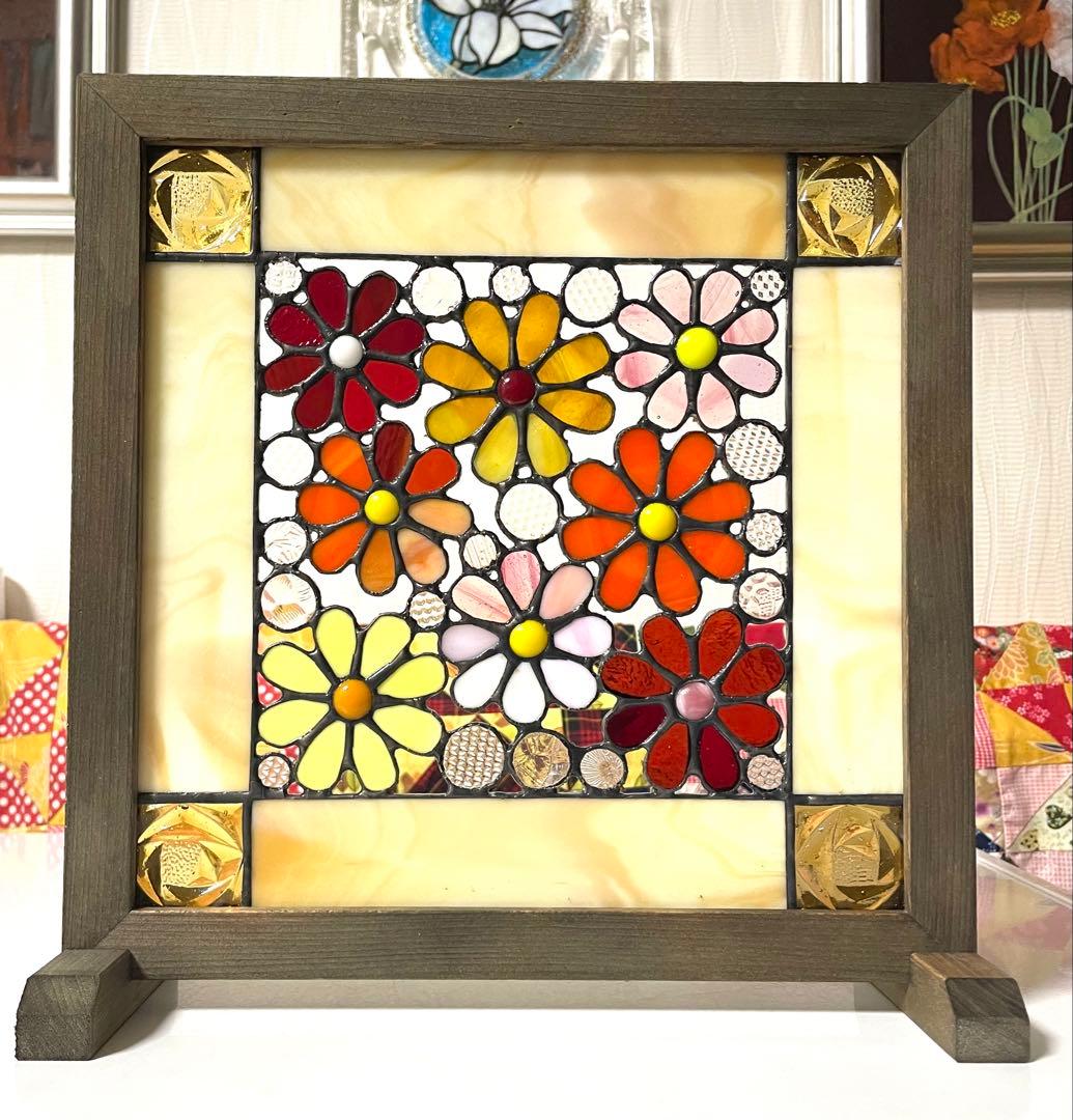 ステンドグラスパネル　和モダン【花】