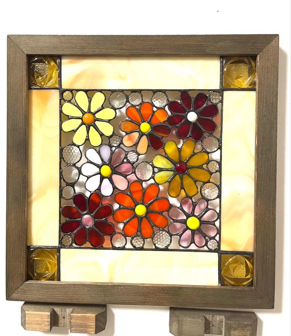 ステンドグラスパネル　和モダン【花】