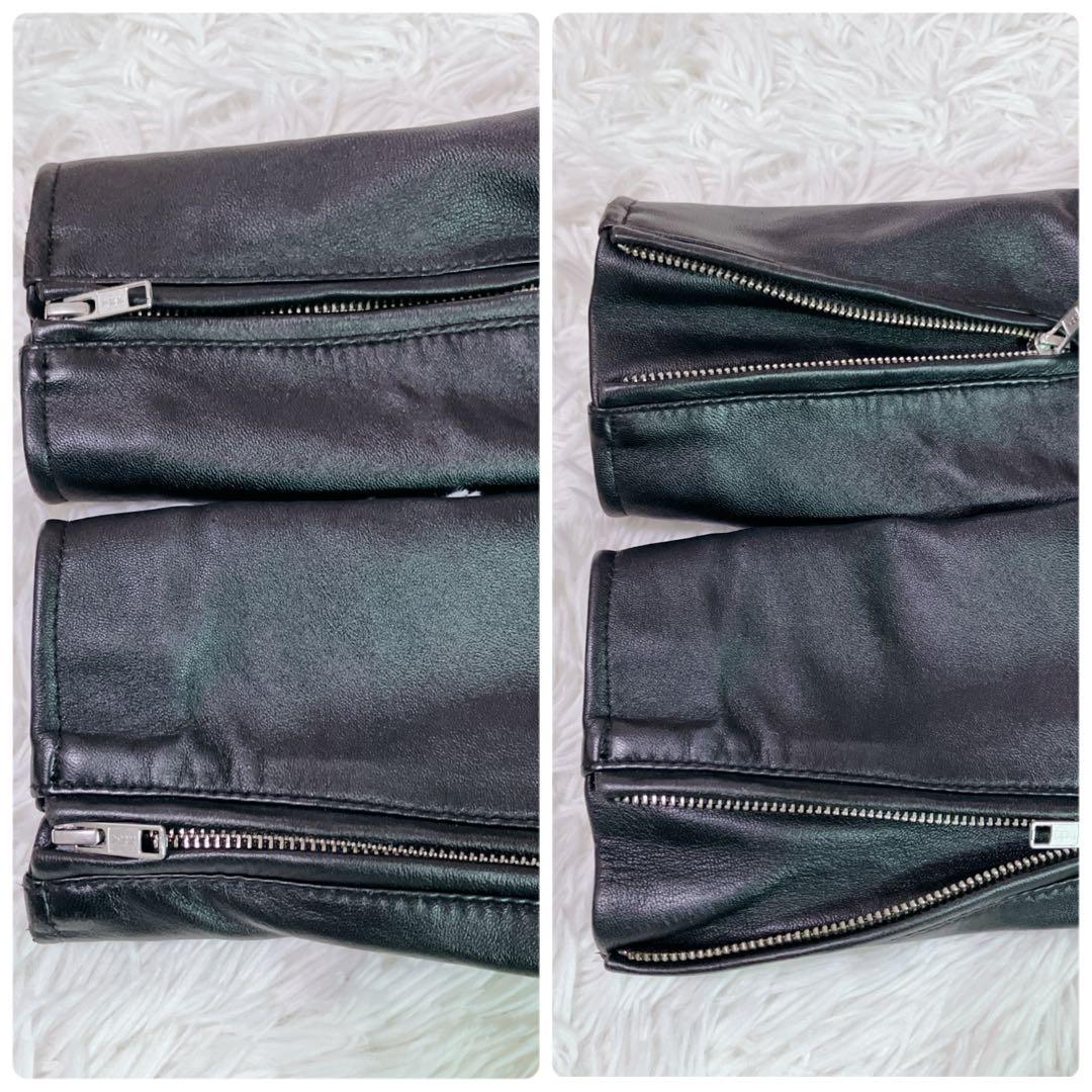 アーバンリサーチ アイテムズ　ラムレザージャケット　ノーカラー　シングル　黒　L