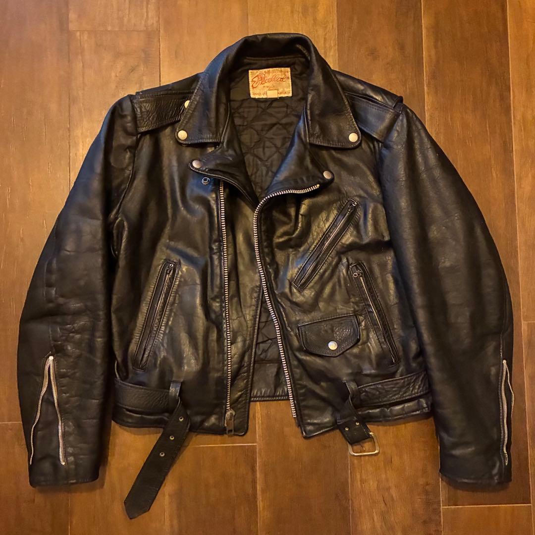 70s vintage excelled レザーダブルライダースジャケット 古着