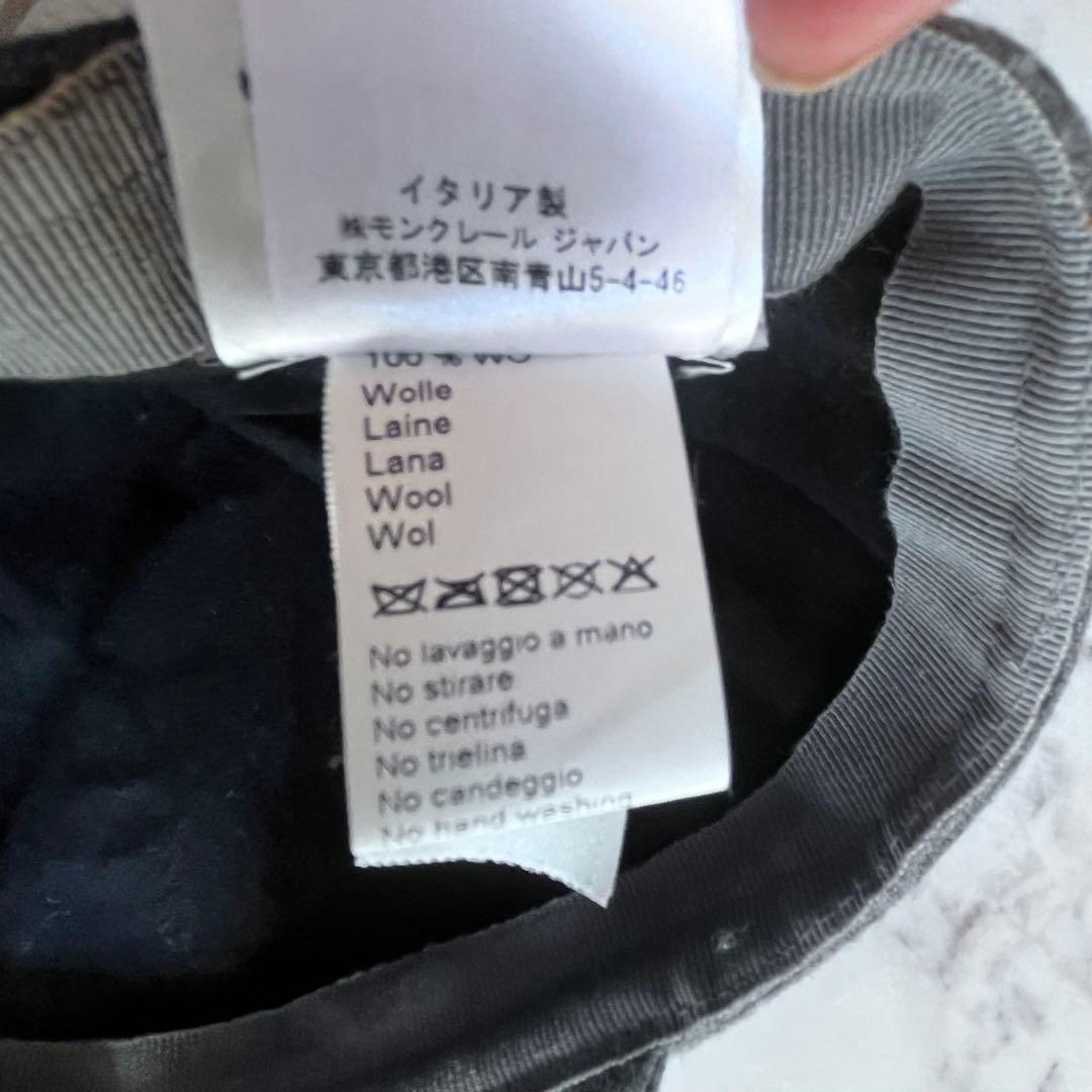 MONCLER グレー リボン キャップ ウールフランネル