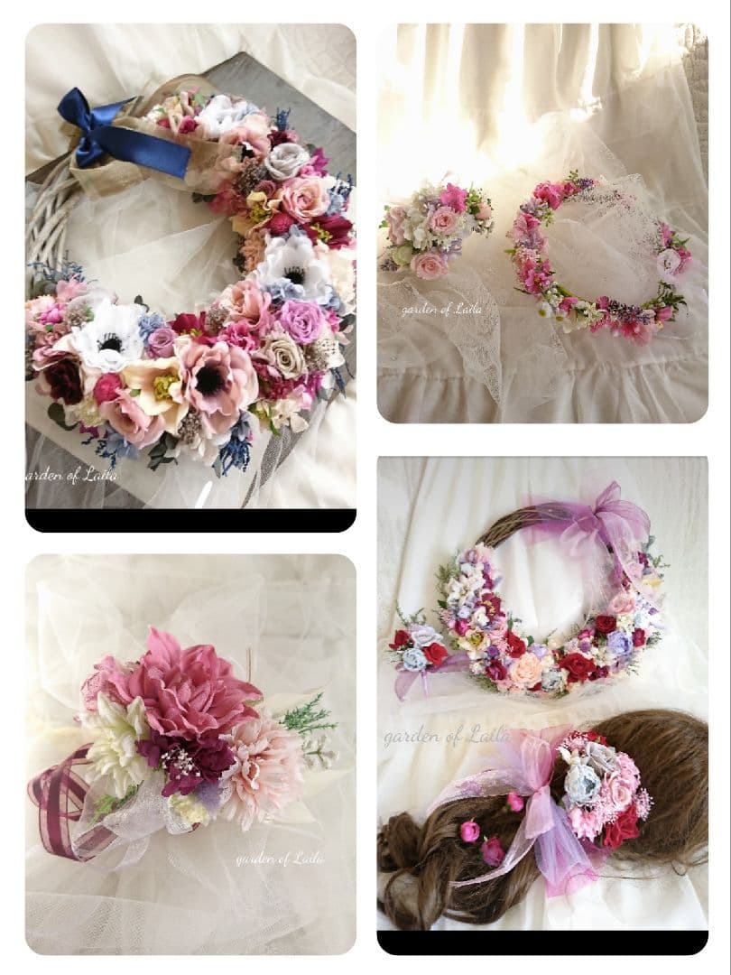 ウェディングブーケオーダー承りますリースブーケブートニア花冠リストブーケ結婚式