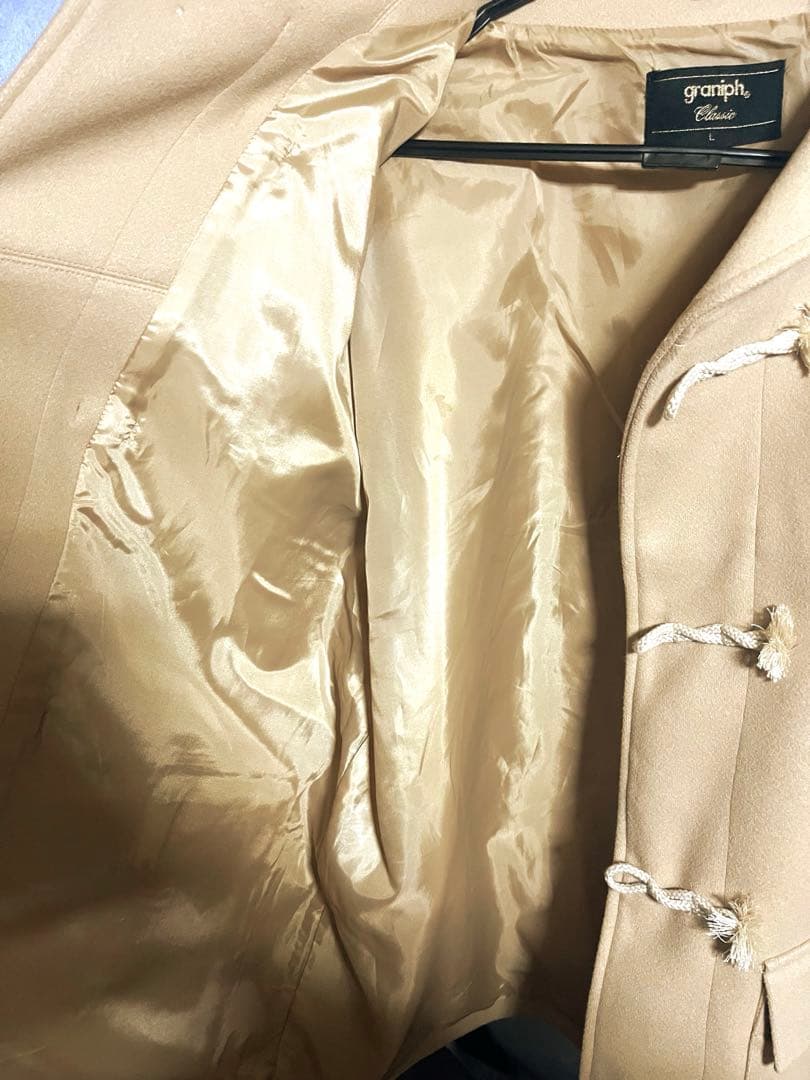 グラニフ イカク バックスタイル ダッフルコート ベージュ Lサイズ