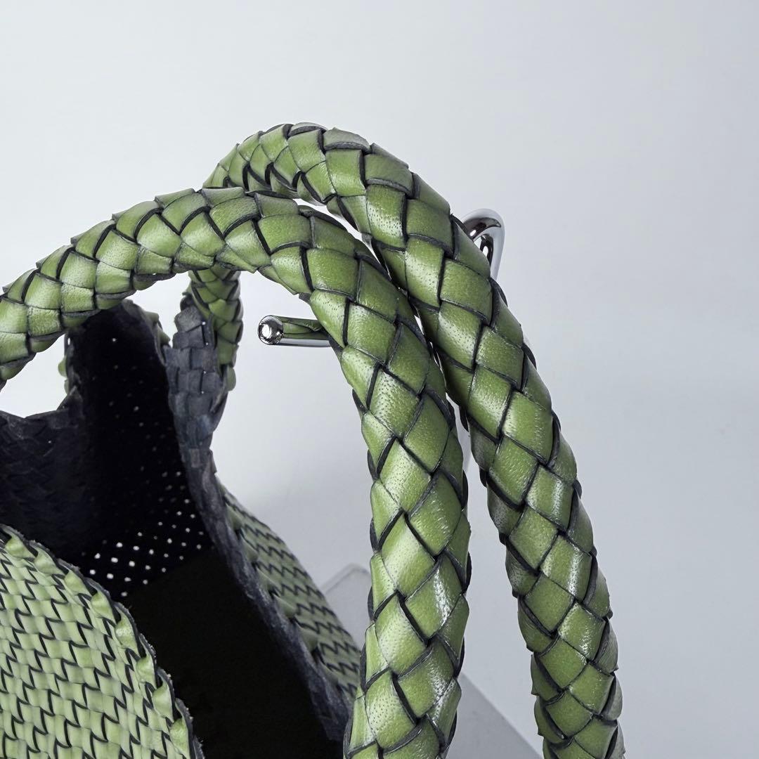 よし HIROFU メッシュトートバッグ プレッツアレザー グリーン