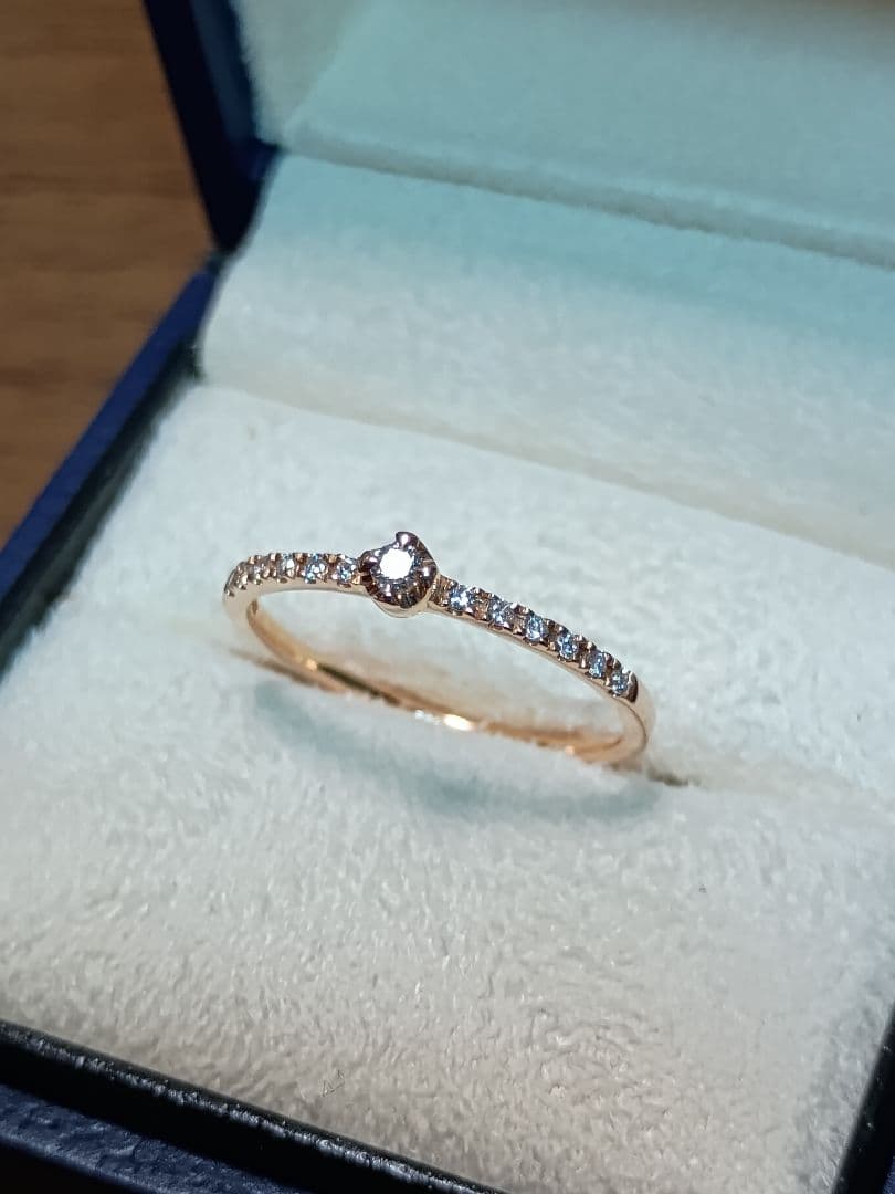 ヴァンドーム青山 K18PG ダイヤモンド 一粒ダイヤ ハーフエタニティ リング