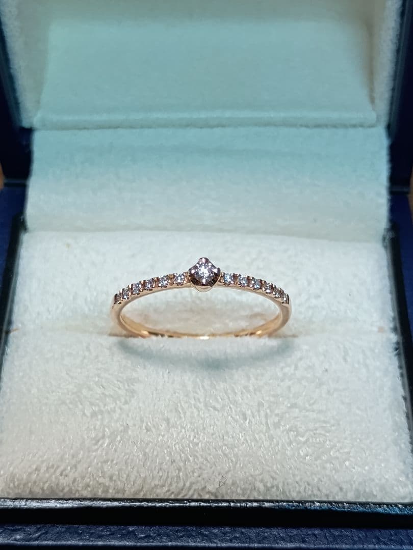 ヴァンドーム青山 K18PG ダイヤモンド 一粒ダイヤ ハーフエタニティ リング