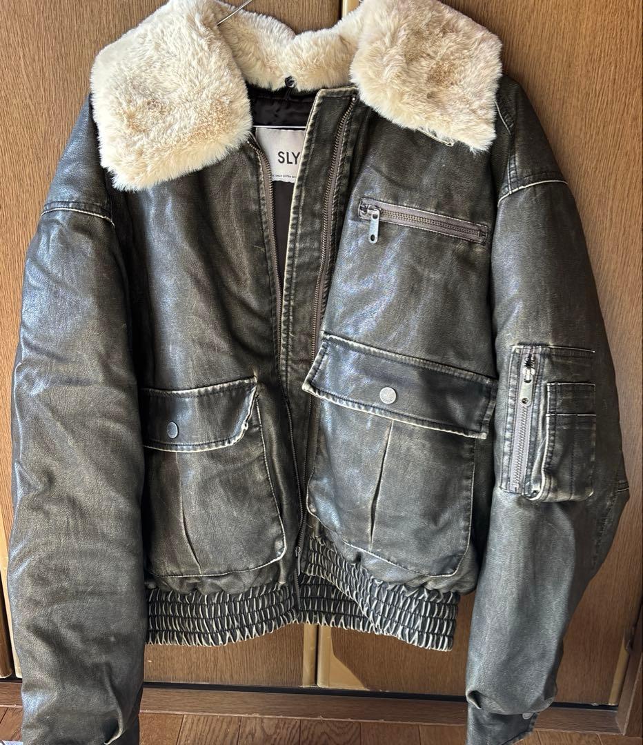 SLY ヴィンテージフェイクレザージャケット　ブラックブルゾン