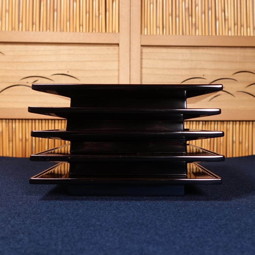 輪島塗 最高峰 慶塚 黒塗 図替 立雛蒔絵 銘々皿 5客 共箱