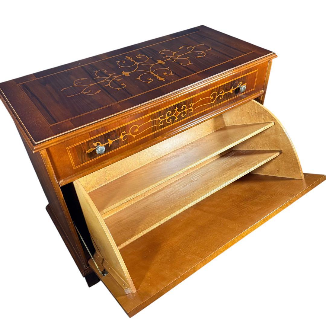 HR875 【レアデザイン】象嵌　イタリア　キャビネット　レコード収納　靴箱