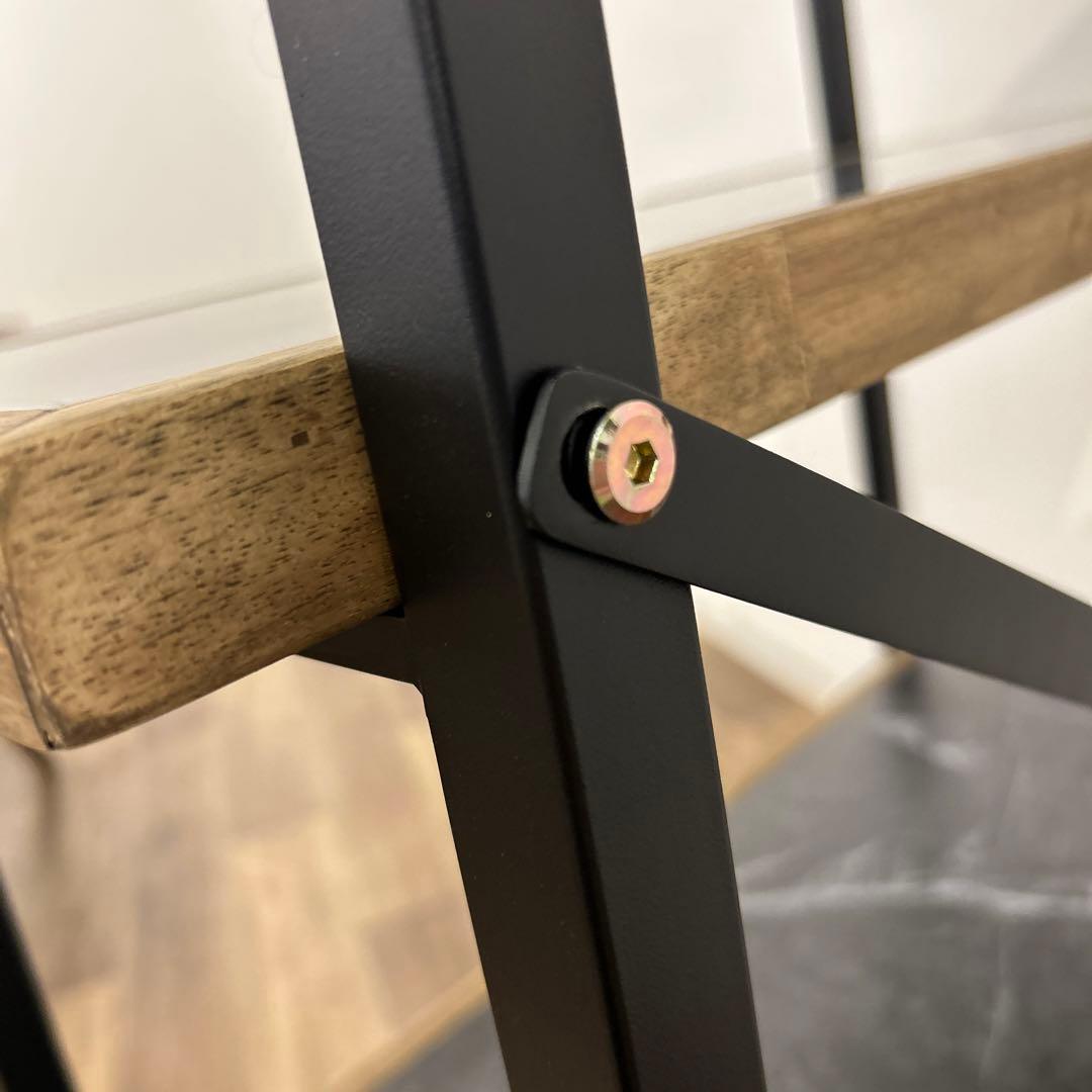 ラック4段 シェルフ 石目調 収納棚 本棚 間仕切り アイアン ビンテージ風