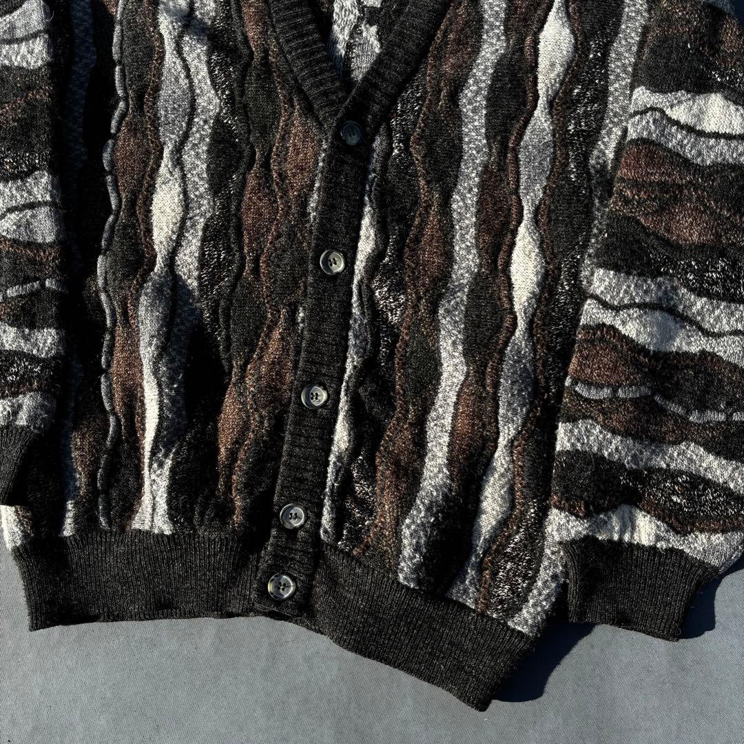 80s~90s VINTAGE イタリア製 立体編みカーディガン COOGI風