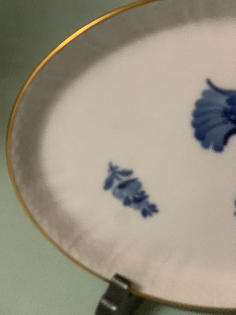 ロイヤルコペンハーゲン、ブルーフラワー金彩楕円プレート