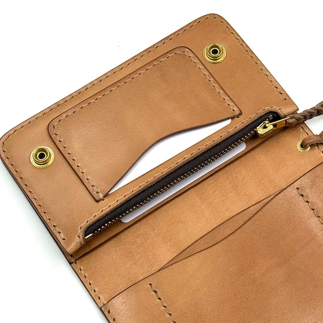 ミドルトラッカーウォレット(ナチュラルサドルレザー　タロンジッパー　真鍮製
