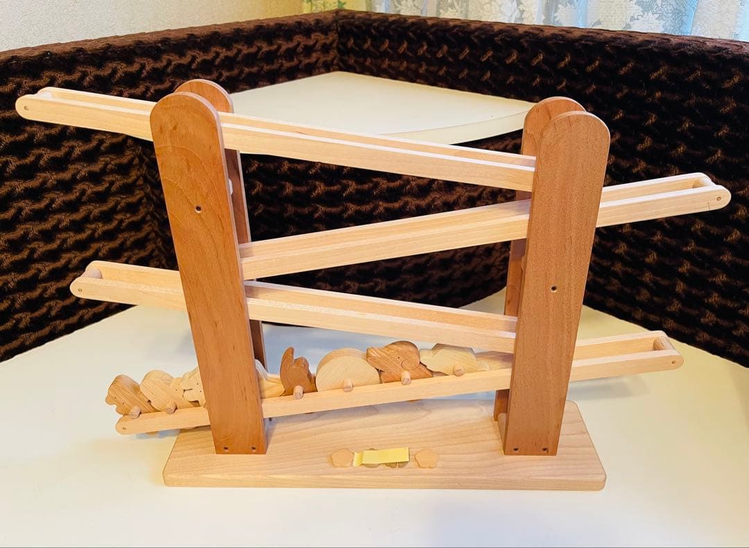 なかよしライブラリー　ころころ動物　木製スロープ　皇室御用達　知育玩具　木製玩具