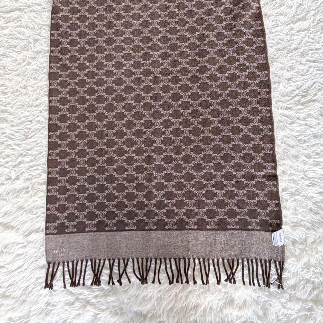 希少✨【CÉLINE】トリオンフ柄 ウール100%ひざ掛け ストール 総ロゴ柄