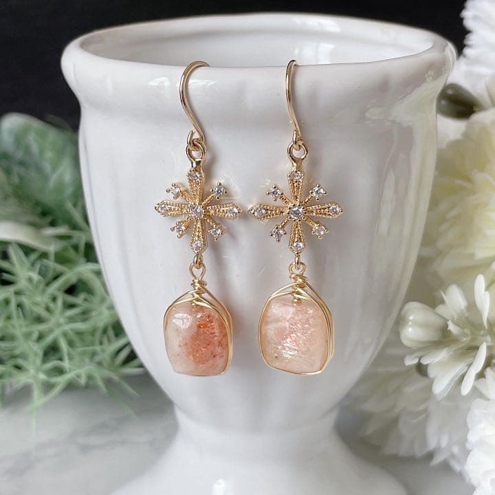 サンストーン ピアス イヤリング