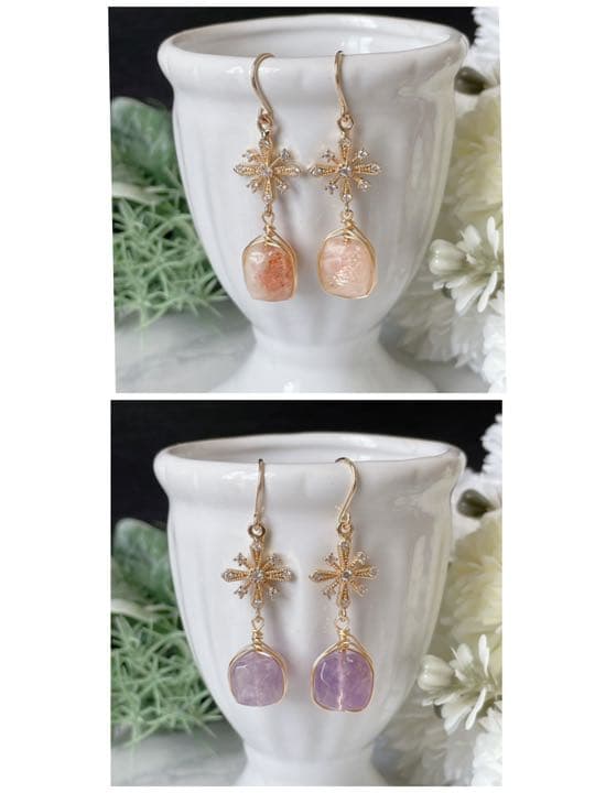 サンストーン ピアス イヤリング