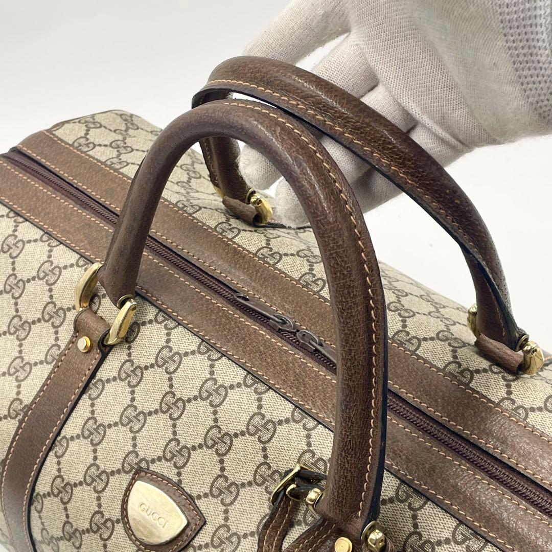 【極美品】オールドグッチ ボストンバッグ 大容量 GGスプリーム ブラウン