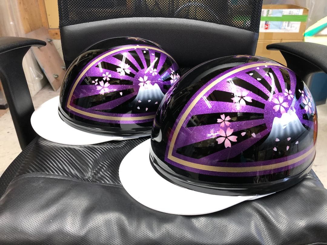 コルク半　カスタム　富士日章　三つボタン　黒紫　ラメ　桜　セット　高級クリヤ