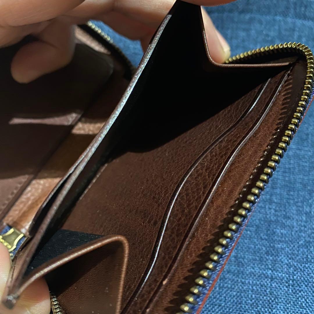 希少 GANZO 大阪限定　コンパクトジップウォレット　ネイビー×タバコ　新品