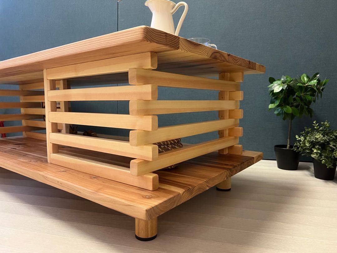 【送料無料】 ローテーブル 和風 木組格子形 120cm 60cm 杉