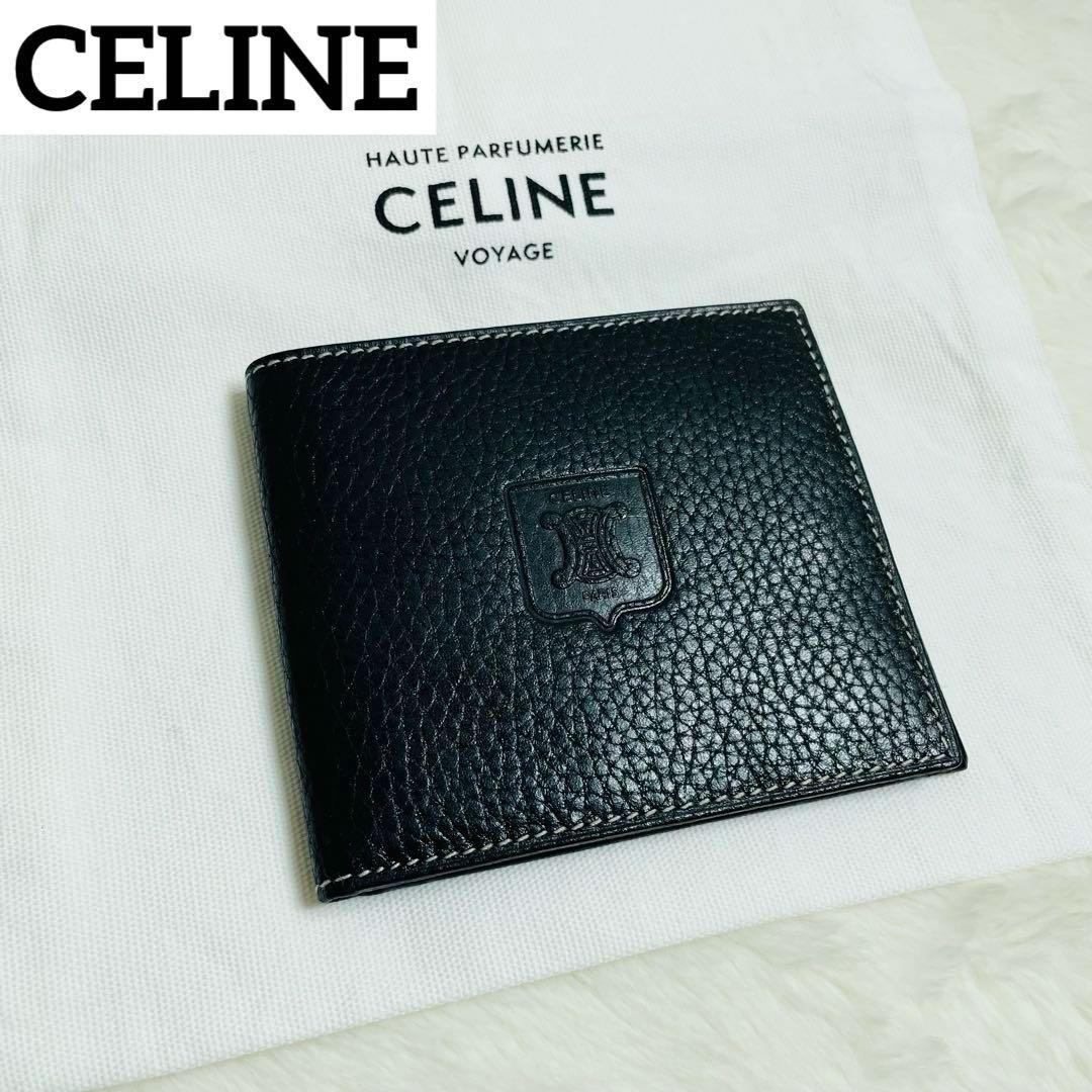 新品未使用品✨CELINE セリーヌ　二つ折り財布　トリオンフ　レザー　ブラック