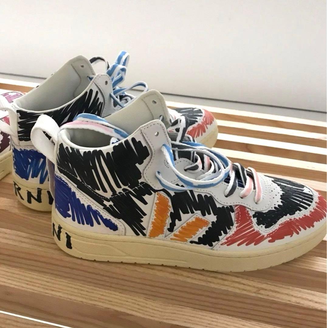 ✿ MARNI×VEJA ✿ コラボ ハイカットスニーカー　手書きマルチカラー