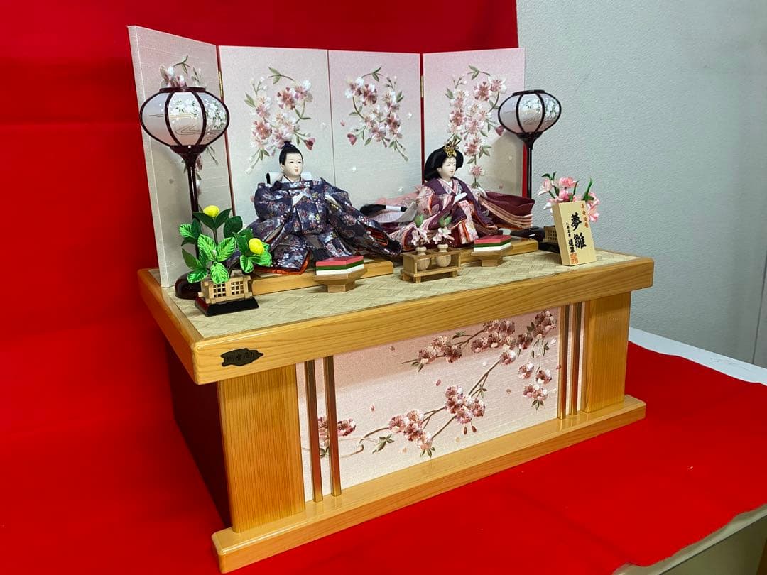 雛人形　親王飾り総檜造り収納セット・サイズ間口約５５×奥行約３３×高さ約４８㎝