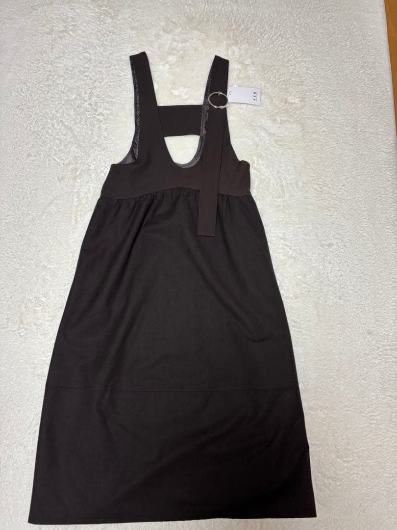 アダムエロペ　ディープネックAラインワンピース　ダークブラウン　38サイズ　新品