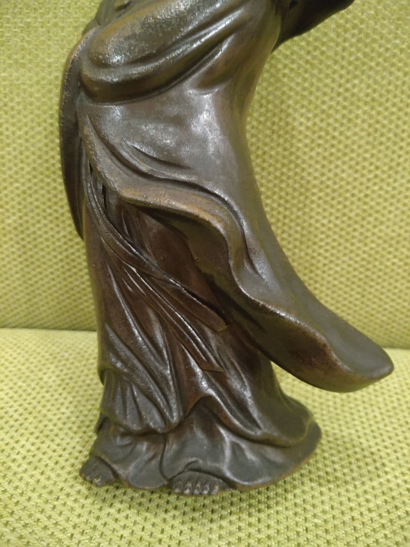 備前焼の 観音像 立像A15、№005、古い備前焼の観音様、希少品、アンティーク