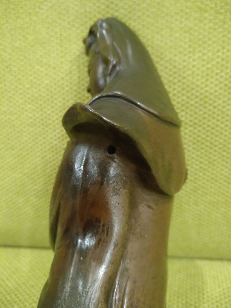 備前焼の 観音像 立像A15、№005、古い備前焼の観音様、希少品、アンティーク