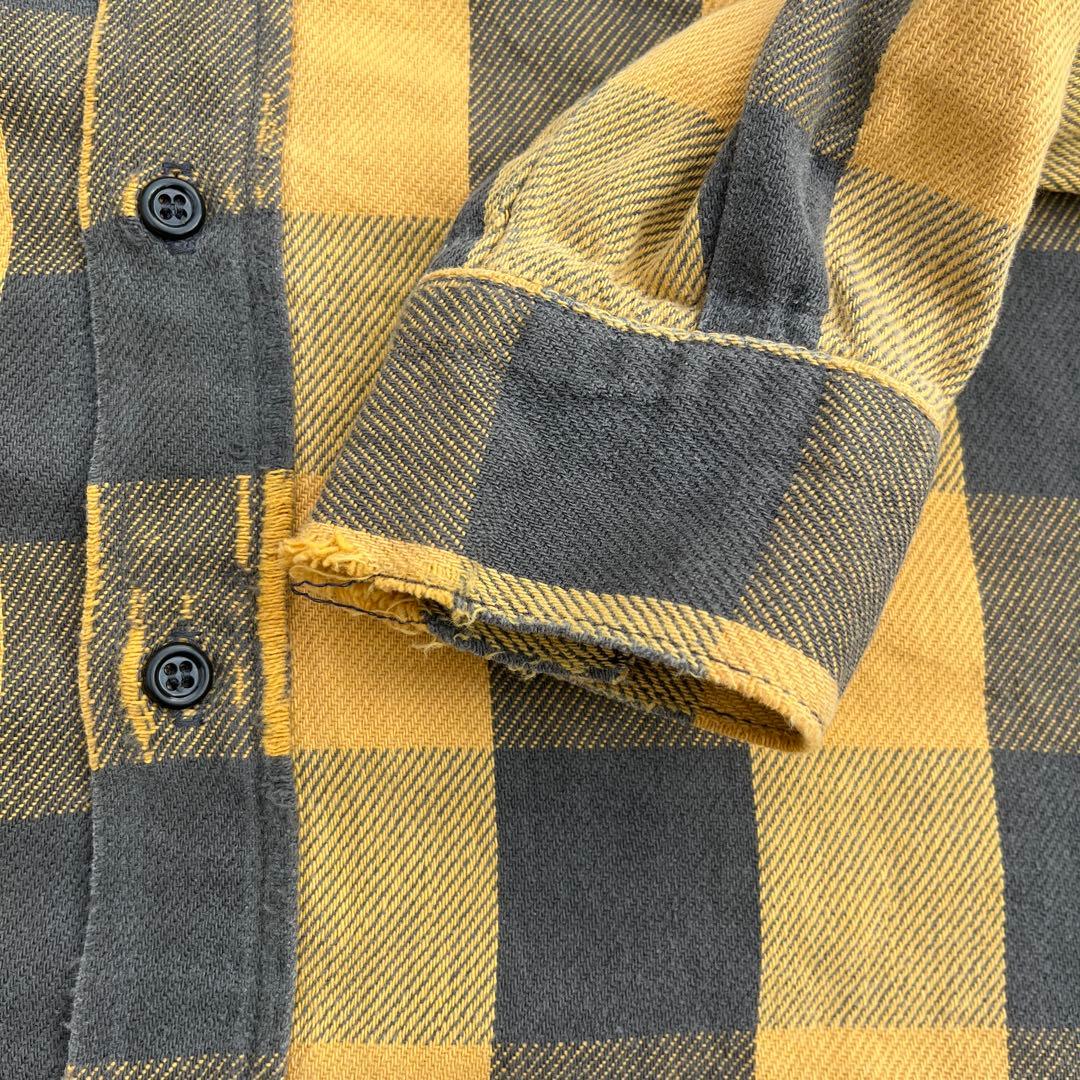 80s ファイブブラザー　ネルシャツ　黒×黄