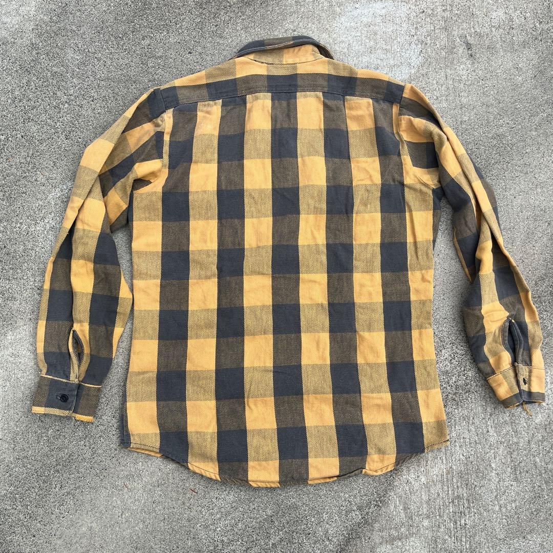 80s ファイブブラザー　ネルシャツ　黒×黄