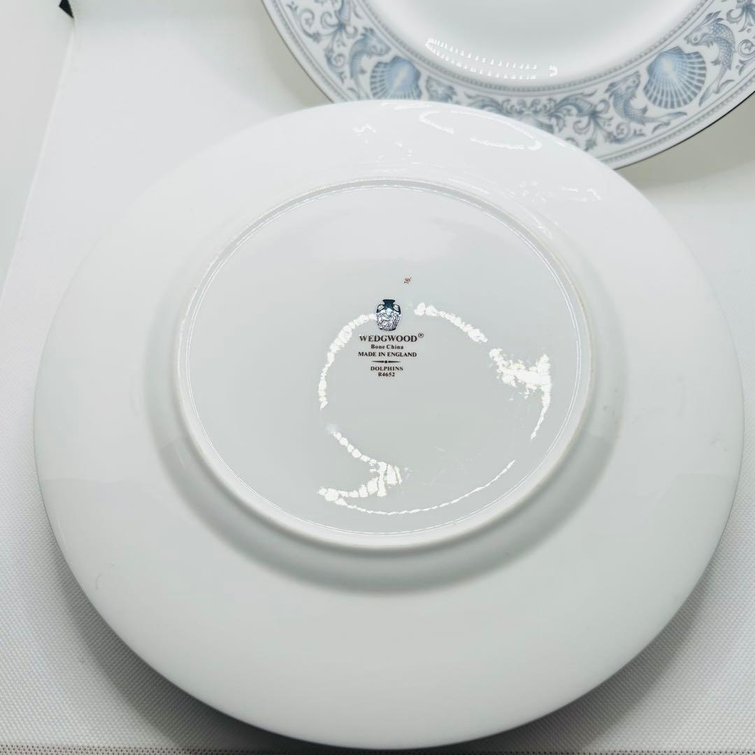ウェッジウッド ドルフィンホワイト ディナープレート 27cm 6枚セット　黒壺