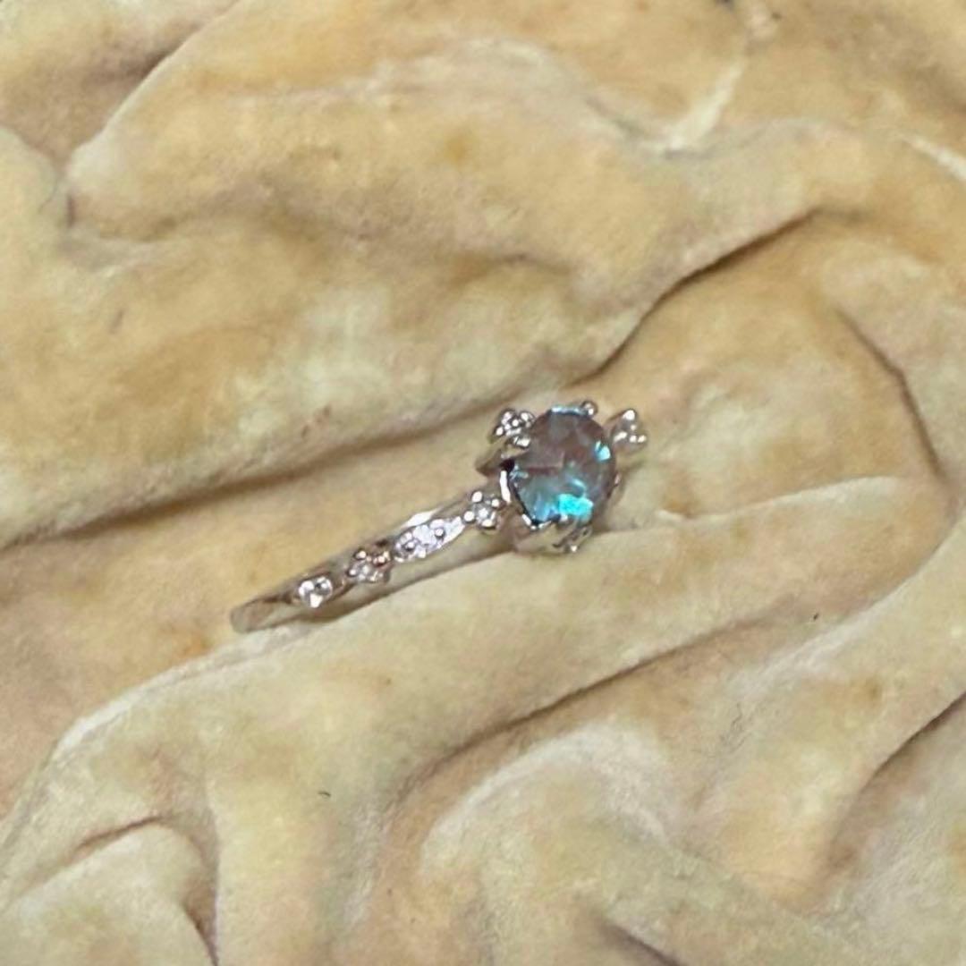 アンティーク　サフィレット　シルバー　リング　12号　ジルコニア