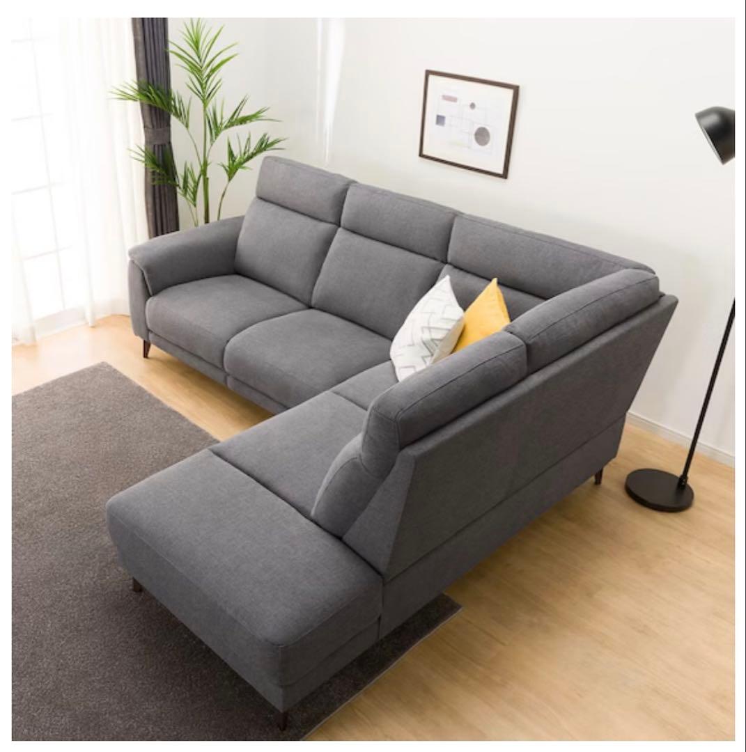 コーナーソファセット布貼りタイプ(LB07 左コーナー DGY)