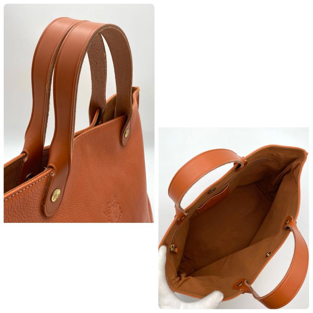 現行！超美品✨ IL BISONTE トートバッグ 本革 ヤケヌメ ロゴ型押し