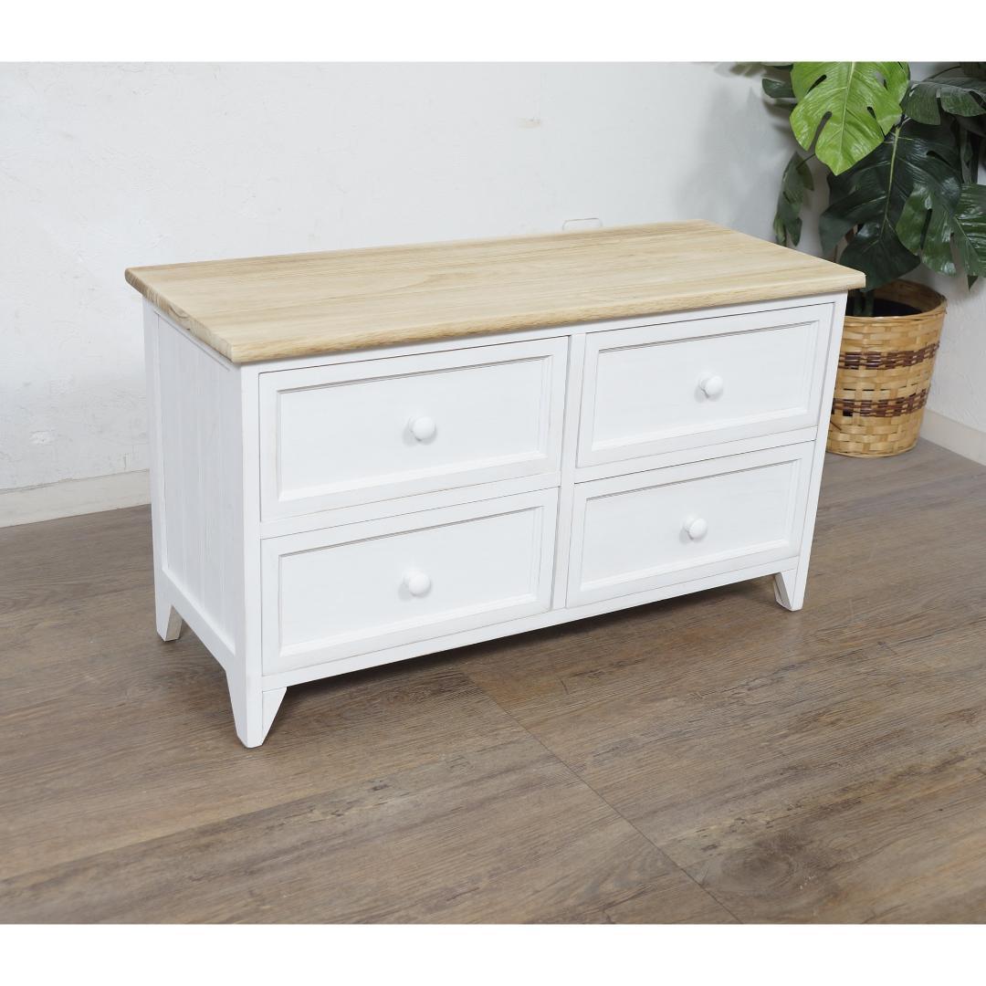 【新品】フレンチカントリー　ホワイトチェスト　シャビー仕上げ　アウトレット