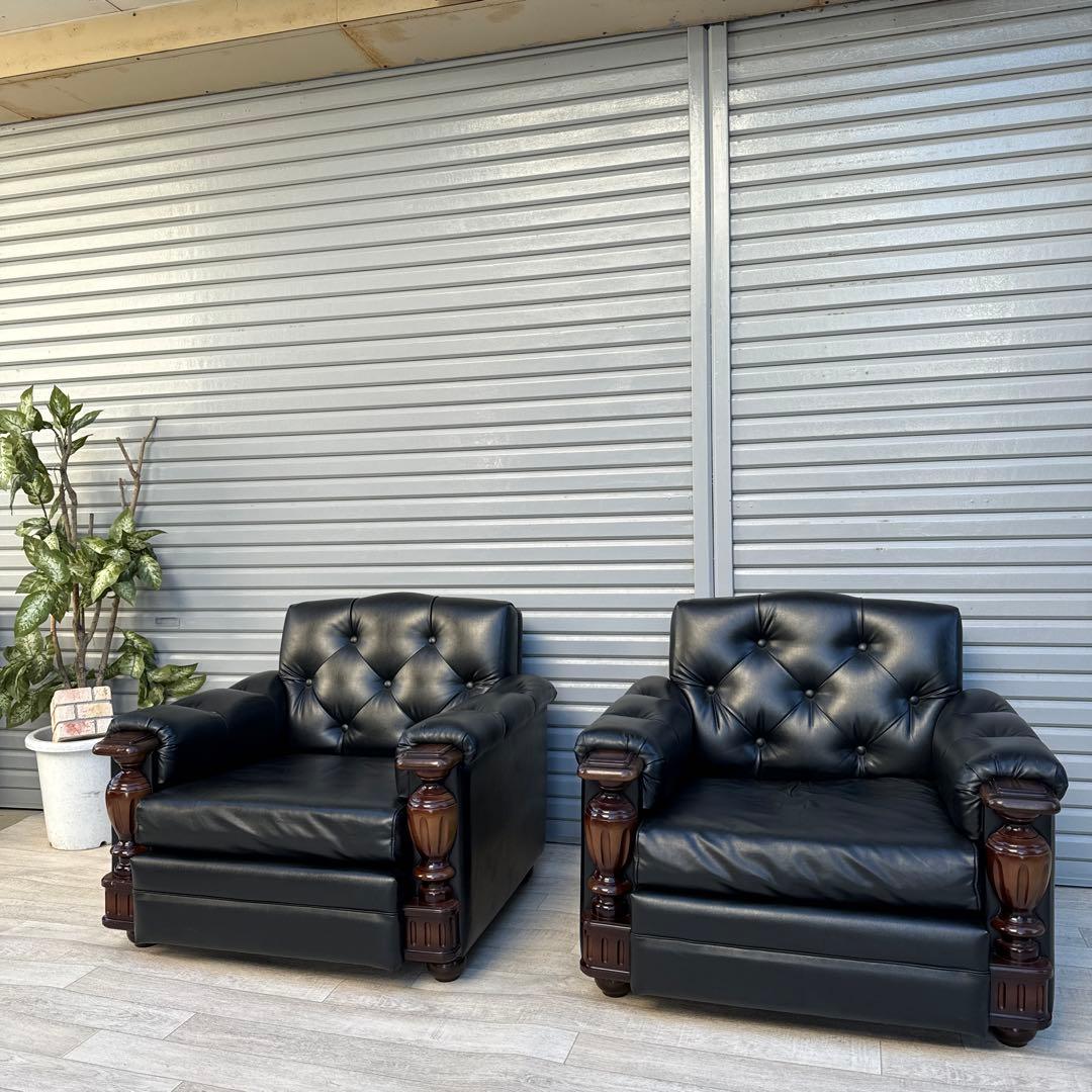 オールドカリモクFURNITURE 1人掛け　ソファ　シングルソファ　2脚