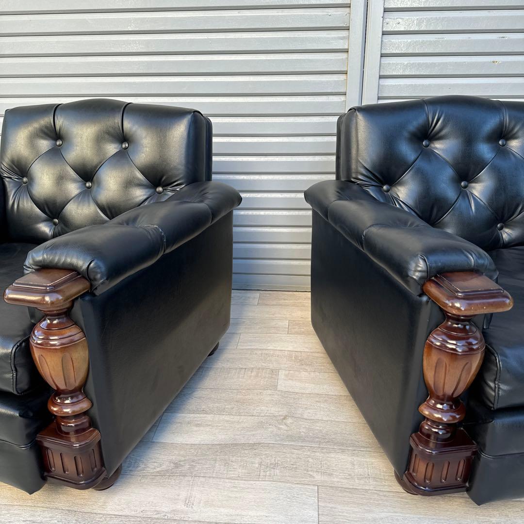 オールドカリモクFURNITURE 1人掛け　ソファ　シングルソファ　2脚