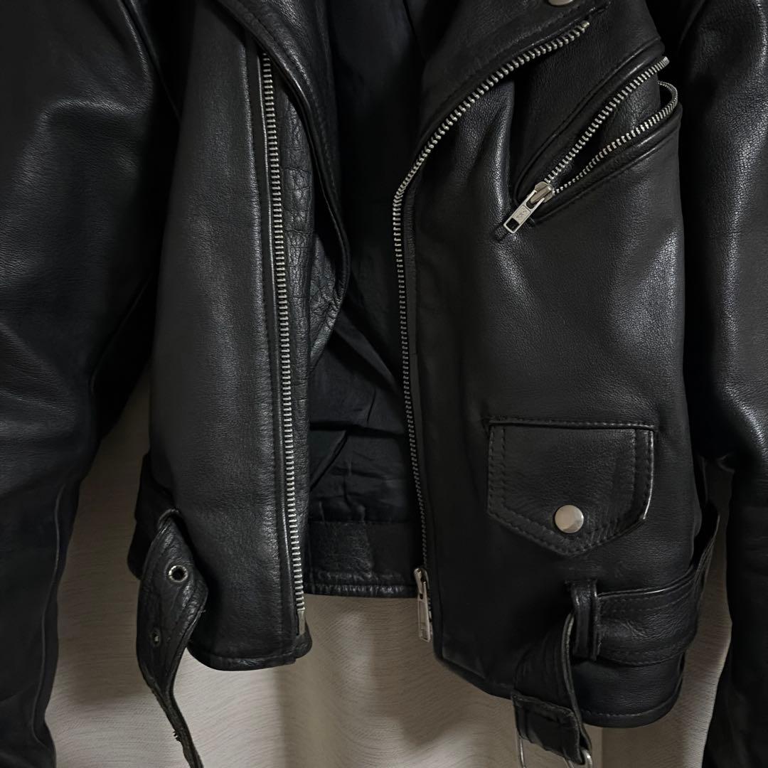 ブラック レザー ダブルライダースジャケット