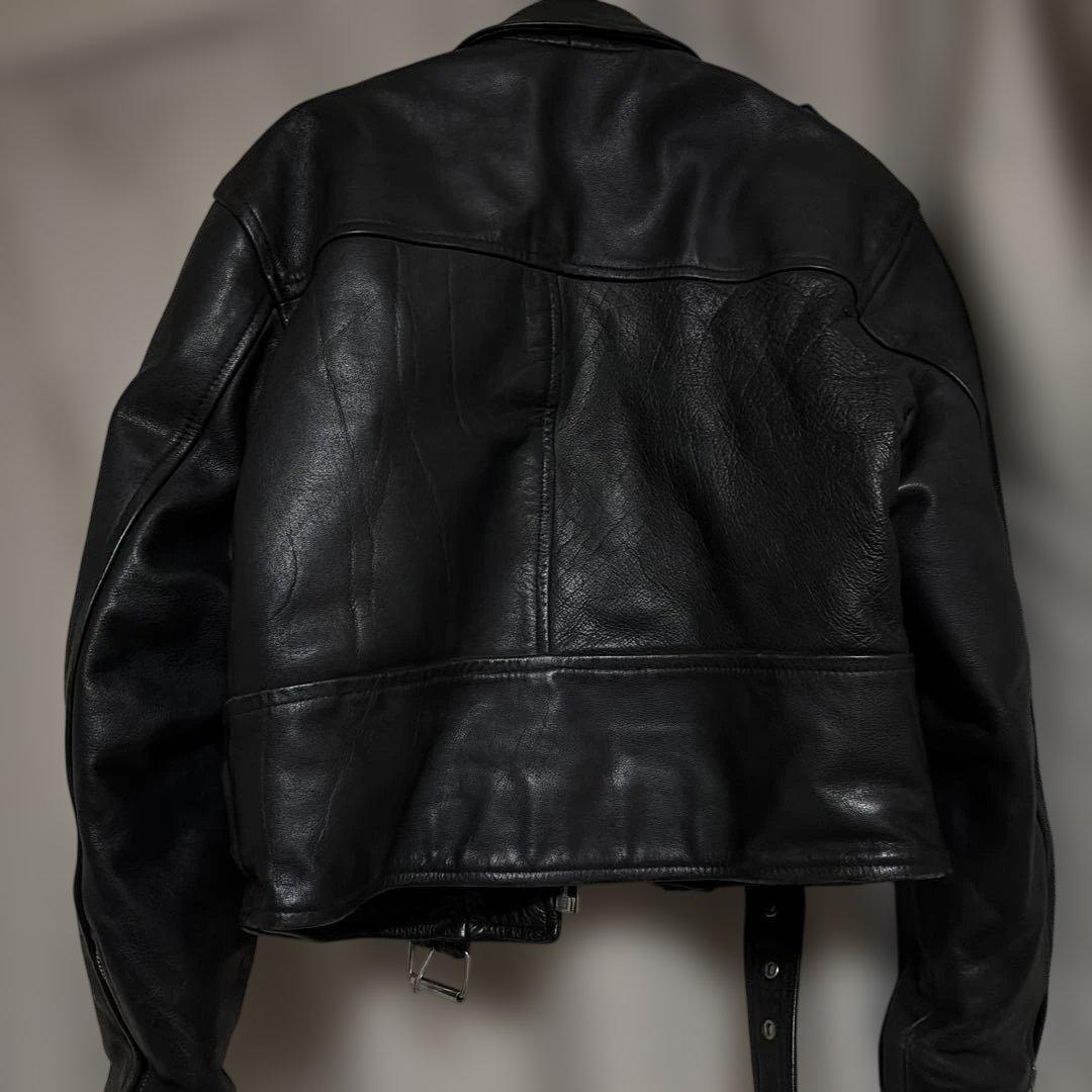 ブラック レザー ダブルライダースジャケット