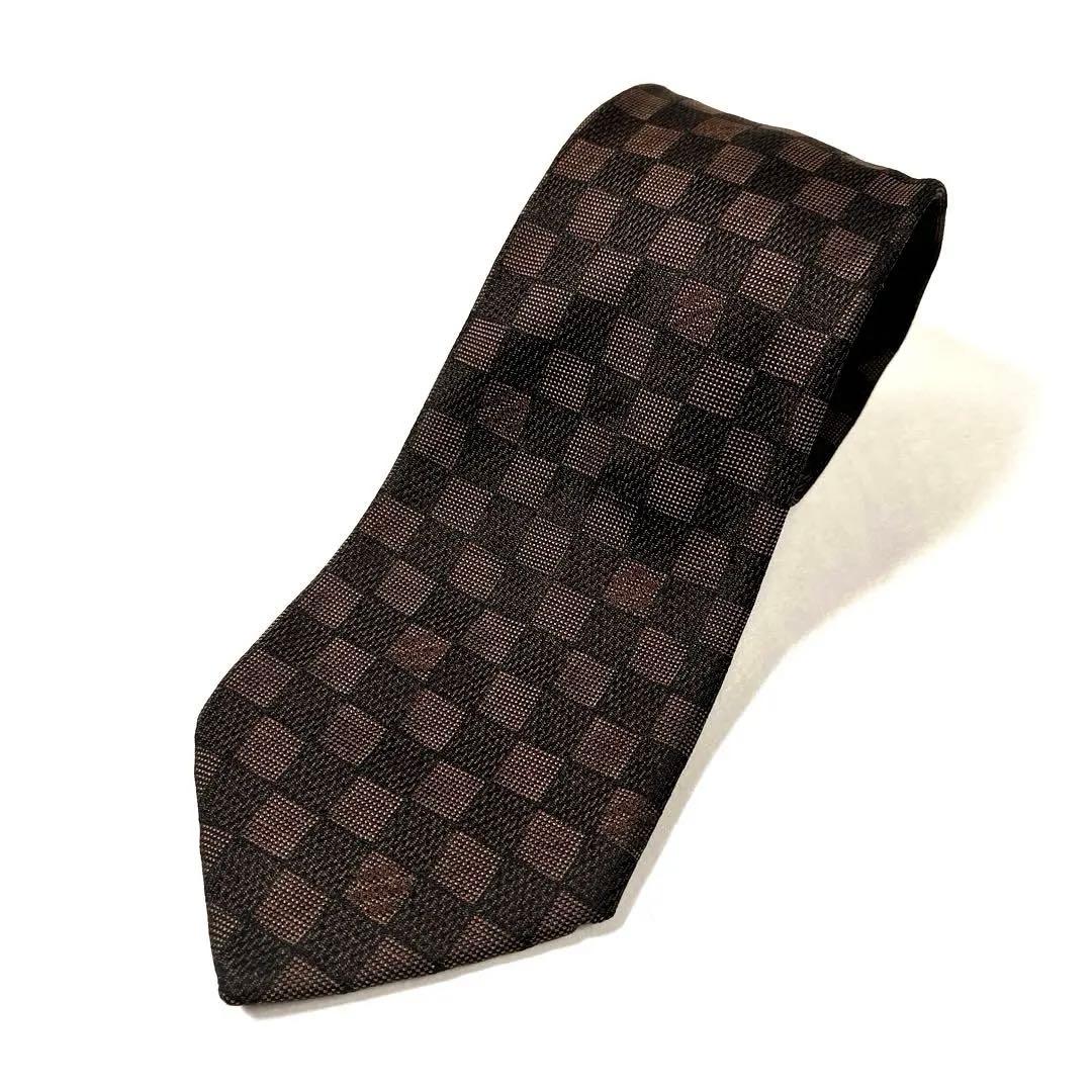 みな　LOUIS VUITTON ダミエ　ネクタイ　ブラウン