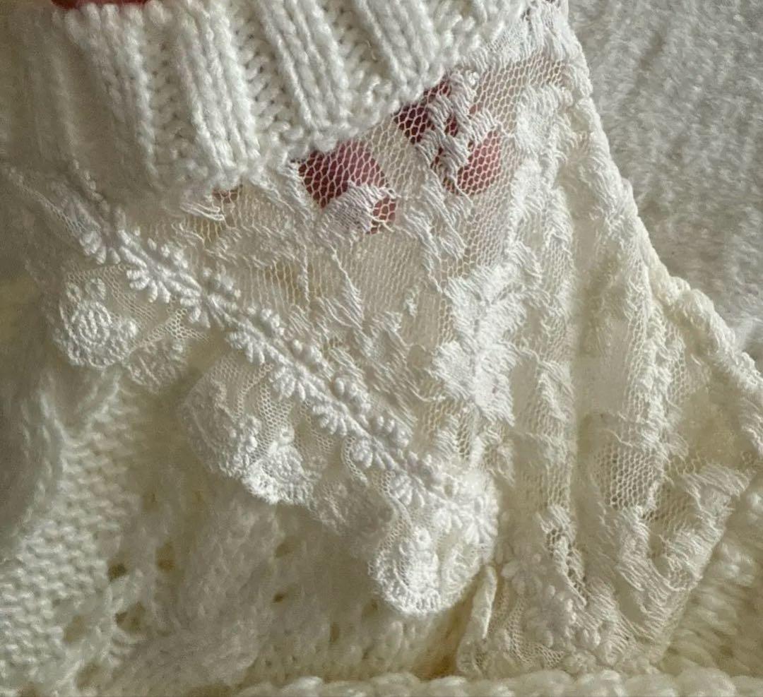 リズリサ　セーターLIZ LISA肩のレース　リボン　可愛いケーブル編み