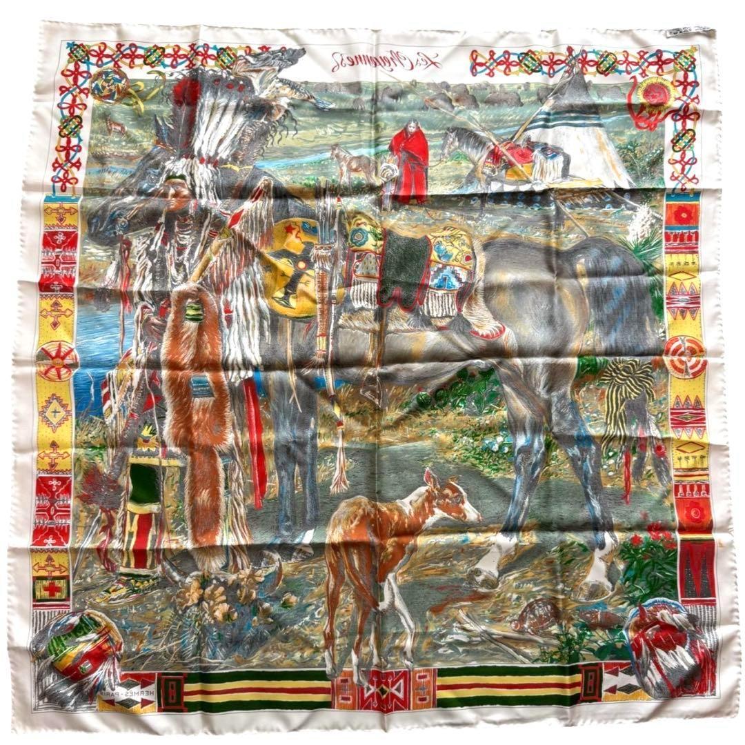 【正規品】HERMES エルメス スカーフ カレ90 シャイアン族 シルク 大判