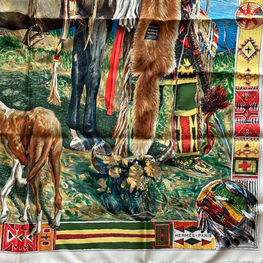 【正規品】HERMES エルメス スカーフ カレ90 シャイアン族 シルク 大判