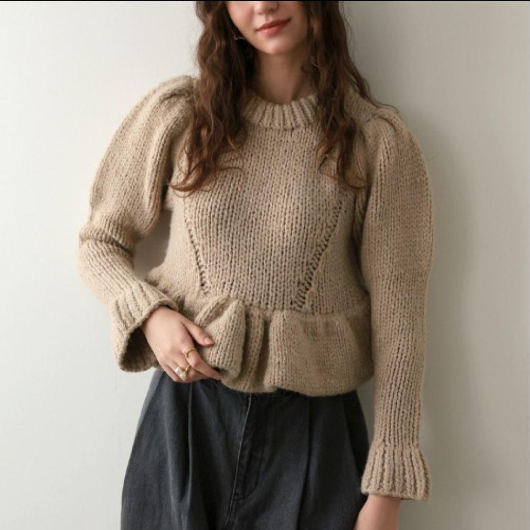 【Donoban】ハンドメイドパフニット　ベージュ